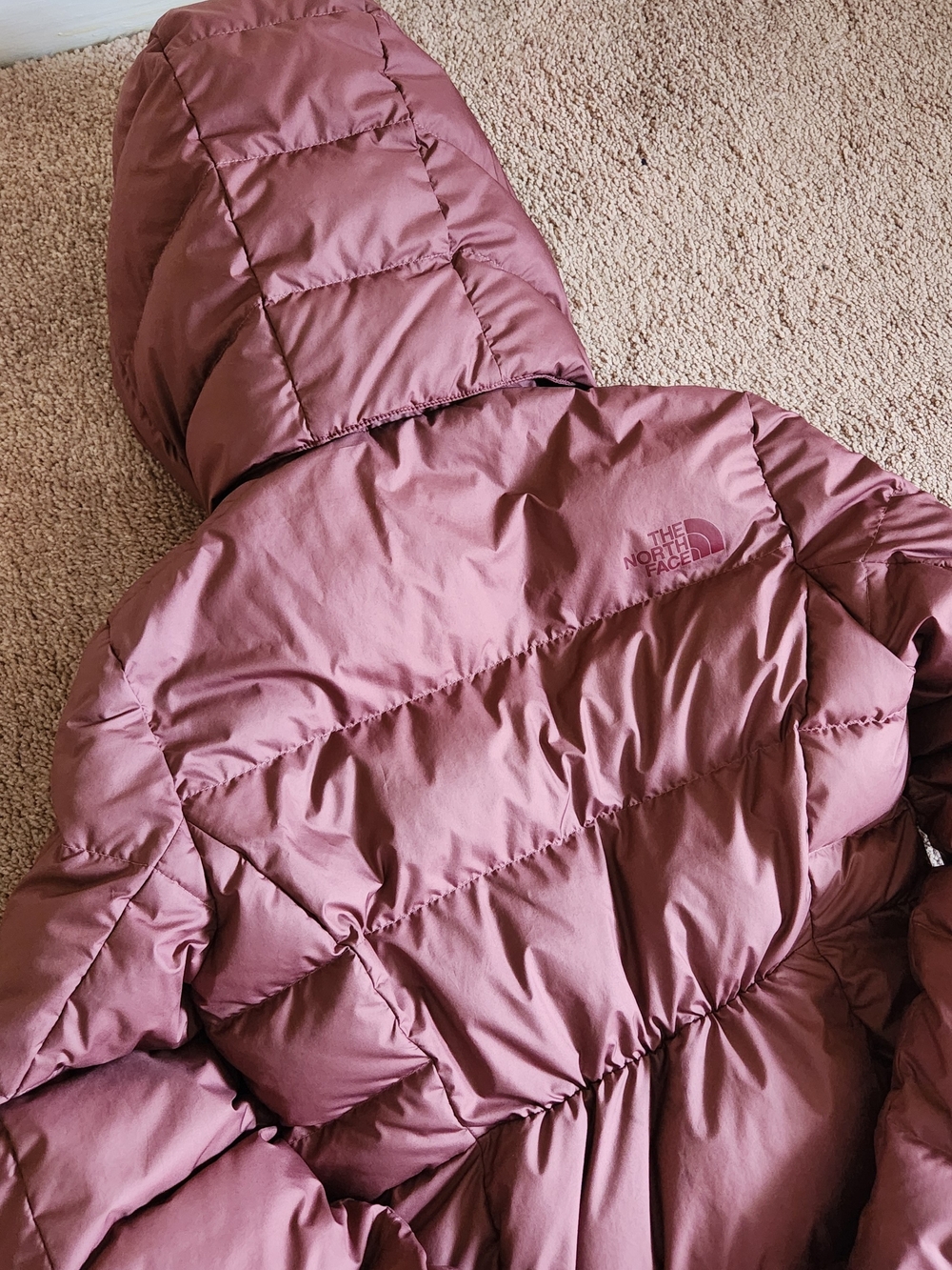 The North Face Metropolis Puffer Down Feather Parka Long Mauve 600 Sml